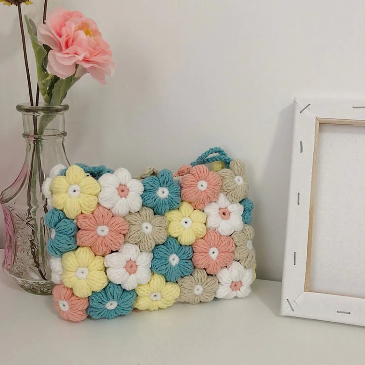 Puff Flower Crochet Bag Crochet Material Kit