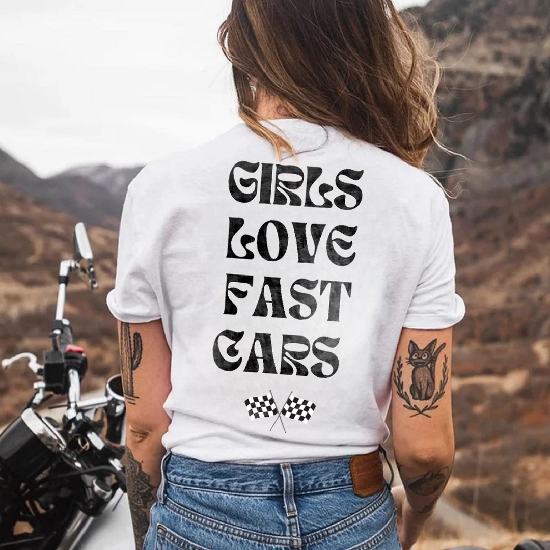 Girls Love Fast Cars Printed Women's T-shirt - Devcarry