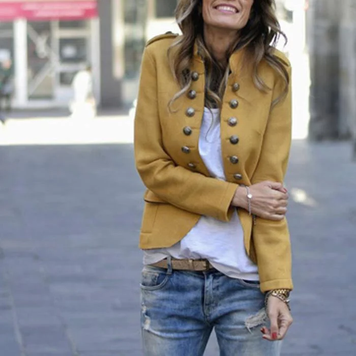 Casual Solid Color Button Jacket