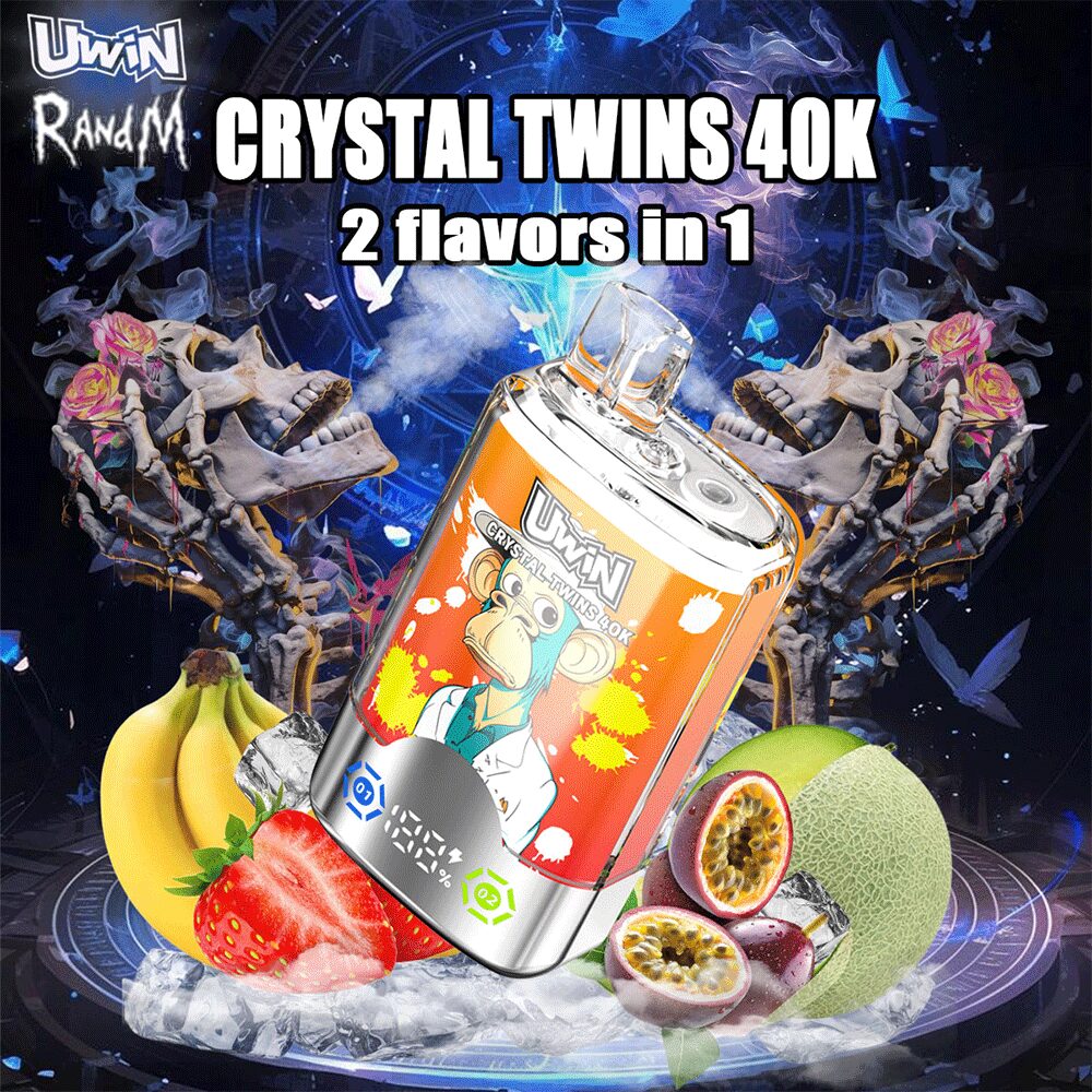 Uwin Twins Crystal 40000 40k Puffs Double Taste LED Display Disposable Vape mysite fumotvapeshop