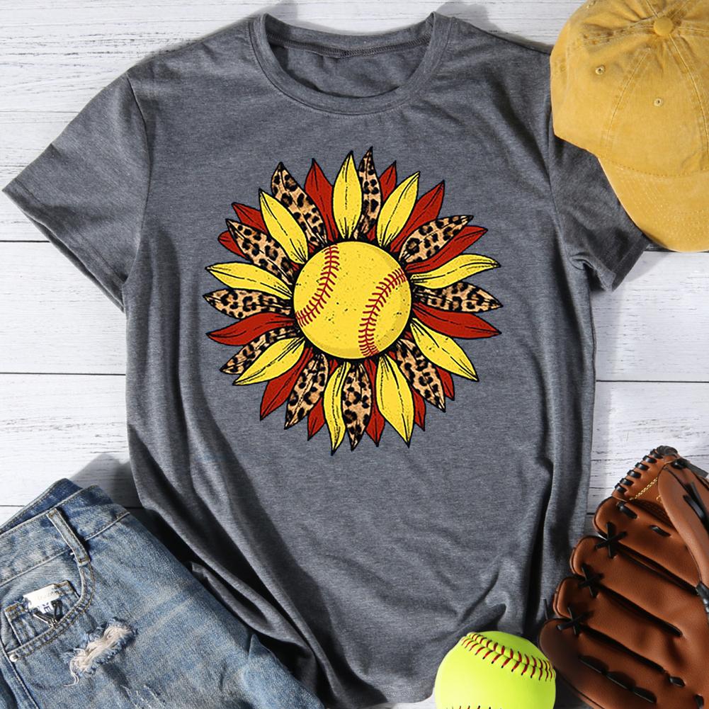 Softball Mom Round Neck T-shirt-Guru-buzz