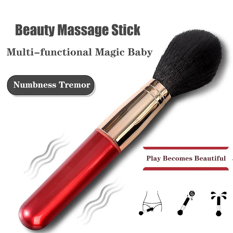 Make-up Brush Vibrating Stick Strong Vibration Masturbator - Rose Toy