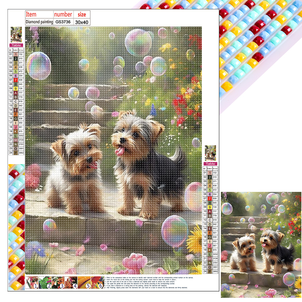 Full Square Diamond Painting Yorkshire Puppy(CanvasCanvas30*40cm)