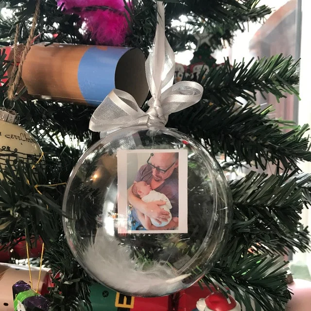 Bola navideña Adorno de Navidad 1 foto y 1 texto  personalizados