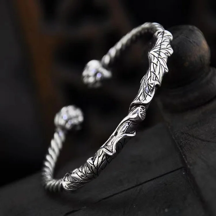 Vintage Lotus Silver Plated Bracelet