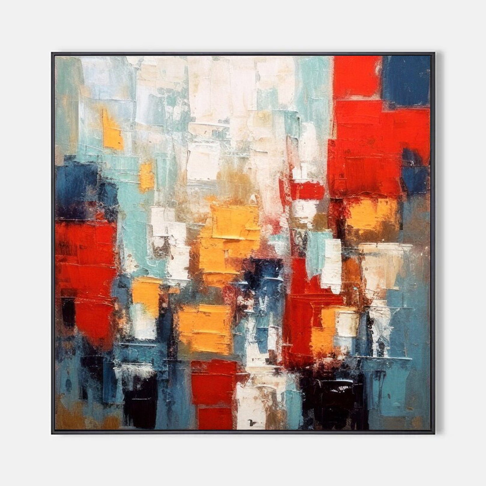 Arabelart AR283 Red Abstract Textured Oil Painting On Canvas Handmade Artwork