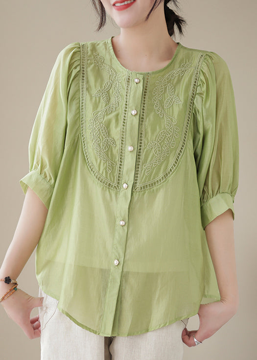 Artisanal Embroidered Blouse 100% Cotton Blue 603069