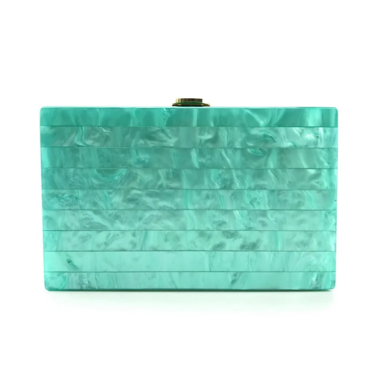 Patchwork Striped Chain Lock Acrylic Metallic Bags-Green