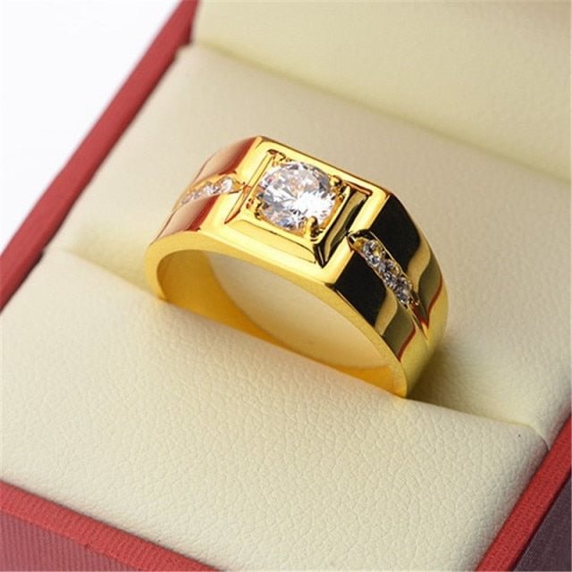 YOY-Solitaire male ring 24KT Gold Color
