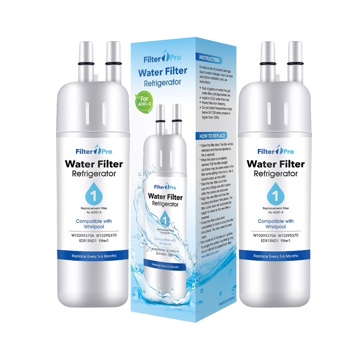 2 Packs AO01 EDR1RXD1 W10569758 W10295370A Kenmore 9081 Filter 1