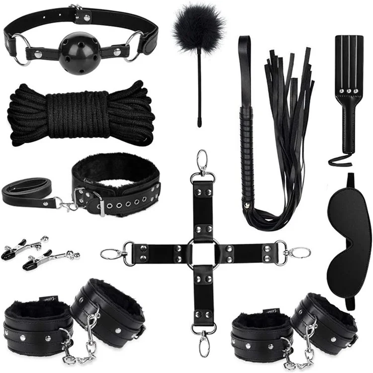 Sex Toy Leather Bundle Handcuffed Nipple Clips