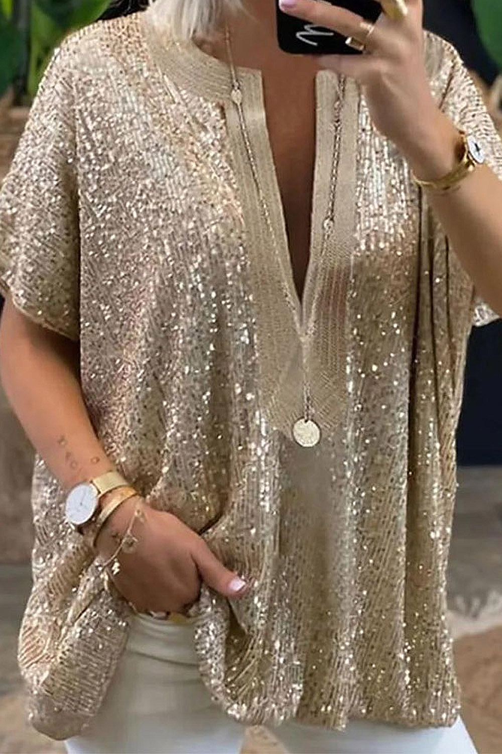 Plus Size Gold Tops