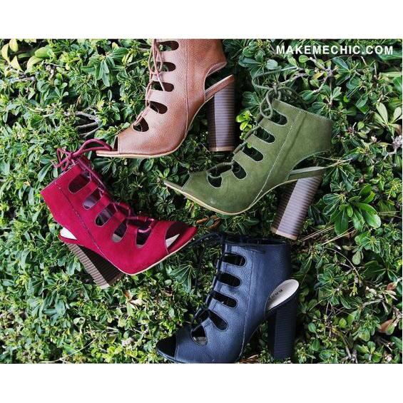 VCSHOES Lace Up Peep Toe High Chunky Heels Sandals