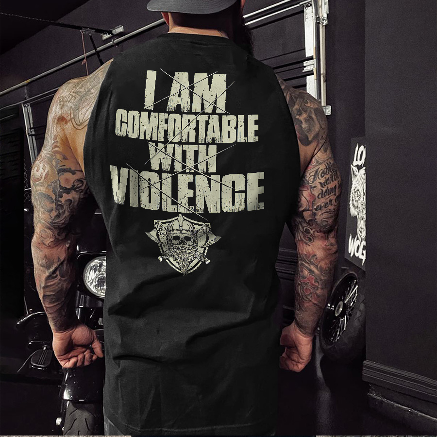 Livereid I Am Comfortable With Violence Print Men's Vest - Livereid
