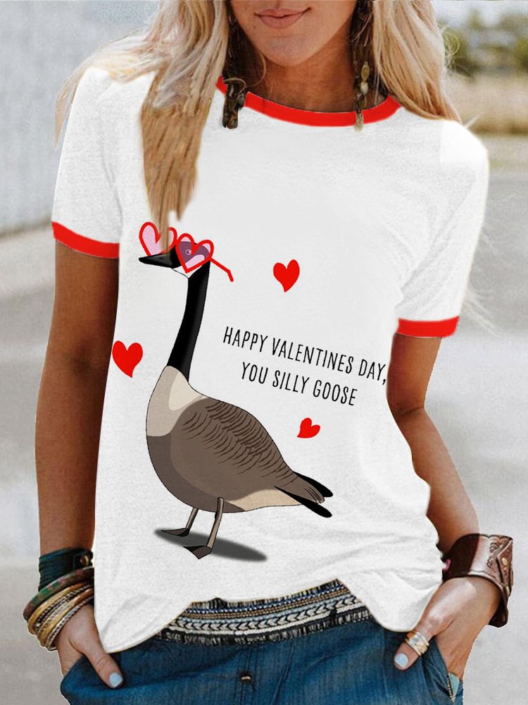 Happy Valentine's Day Silly Goose Casual T-Shirt