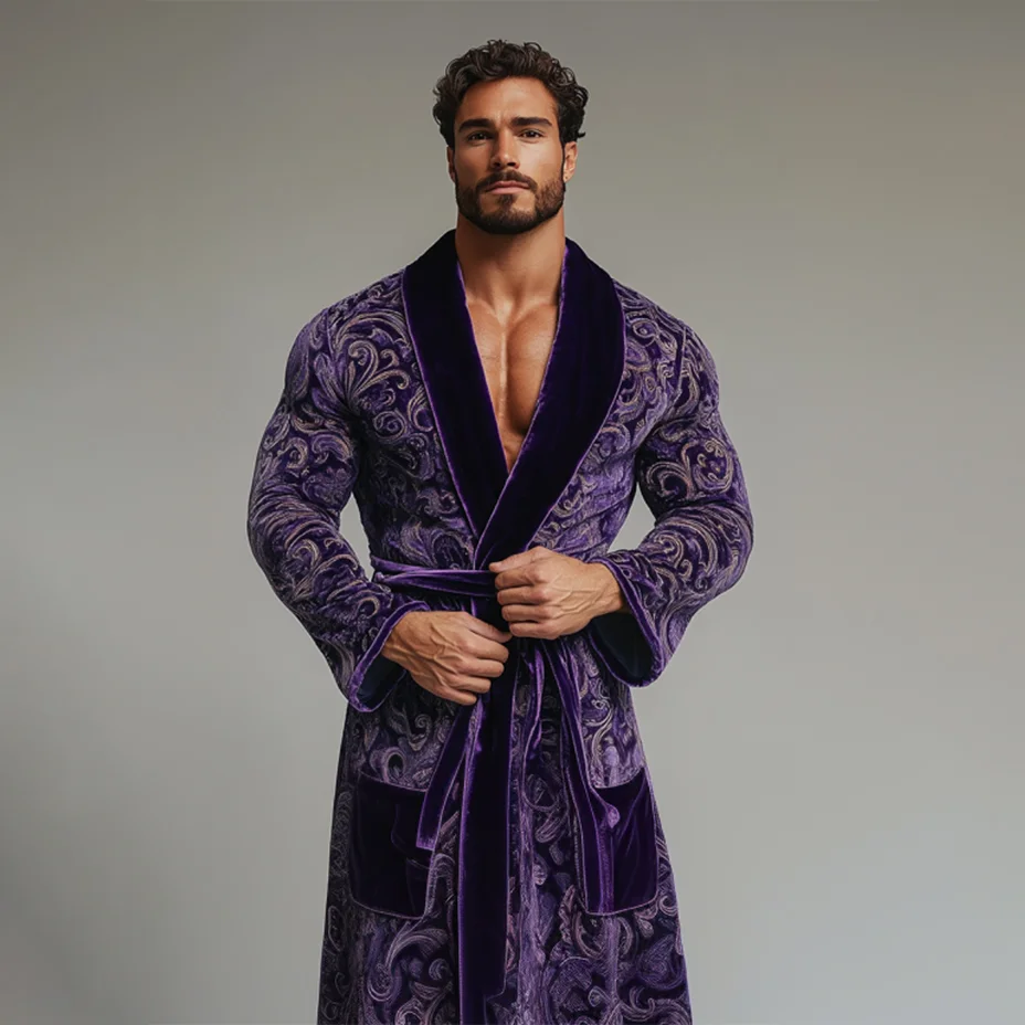 Men's Flannel Christmas Tree Robe Pajamas-inspireuse