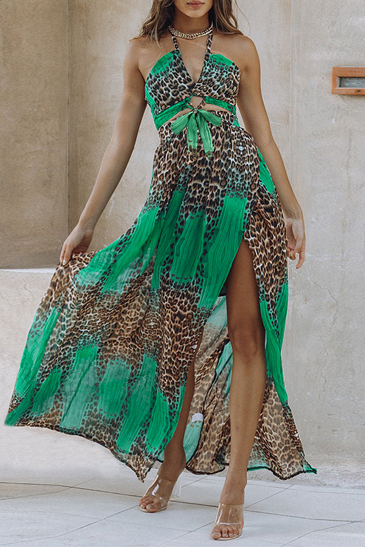 Casual Print Halter Irregular Dress Dresses - Life is Beautiful for You - SheChoic