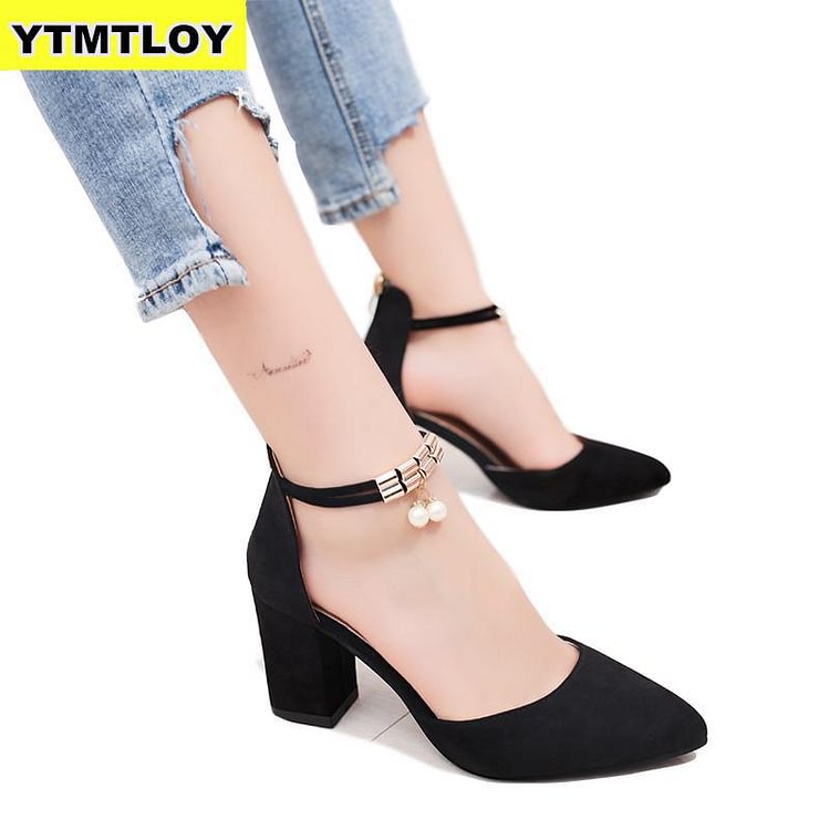 Fashion Ankle Strap Women Casual Sandals Summer High Heel Shoes Buckle Ladies Office Work Sandalias Shoes Gladiator Gold - BlackFridayBuys