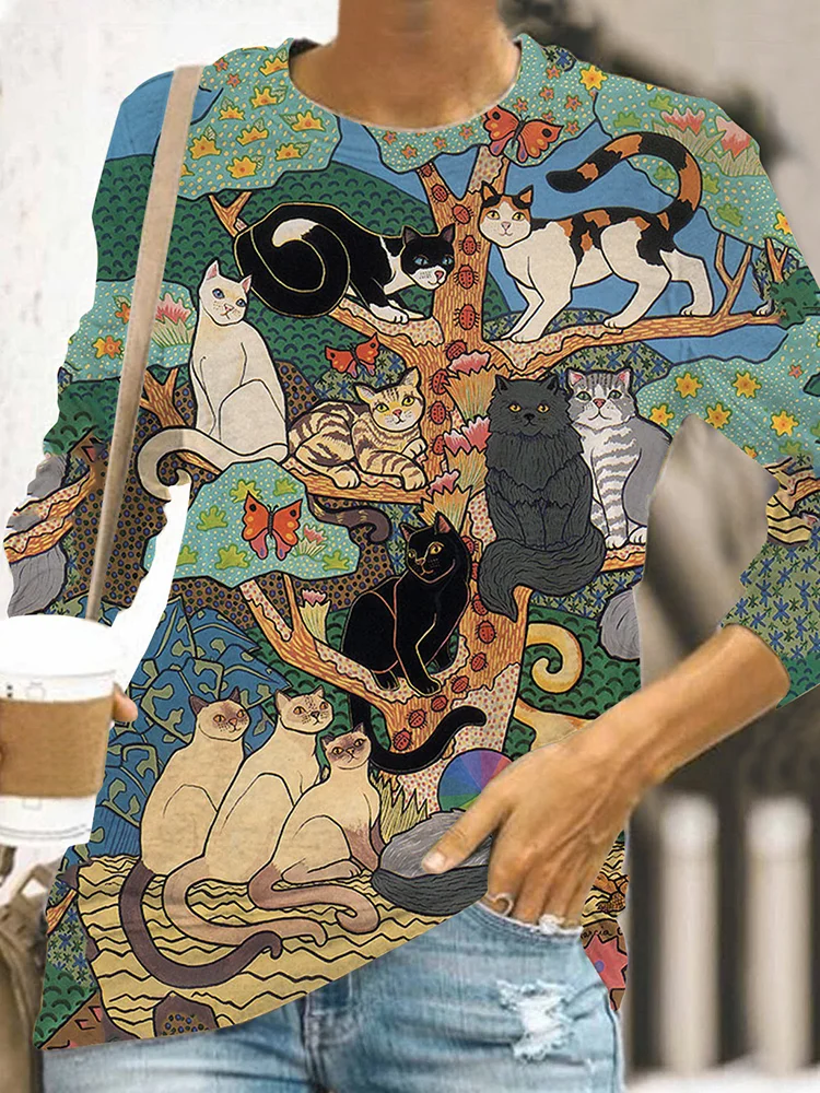 Cat Tree Graphic Long-Sleeves