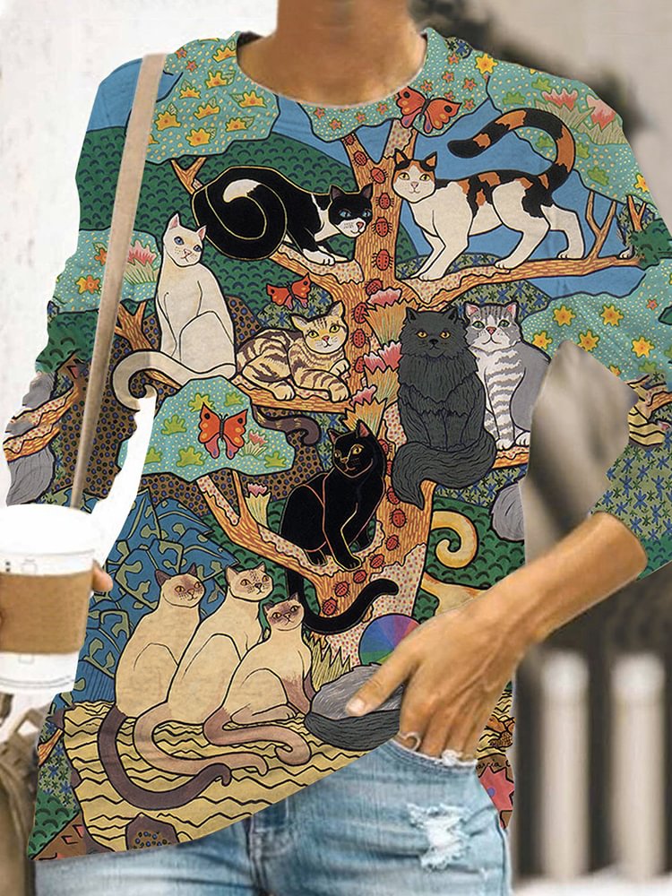 Cat Tree Graphic Long-Sleeves