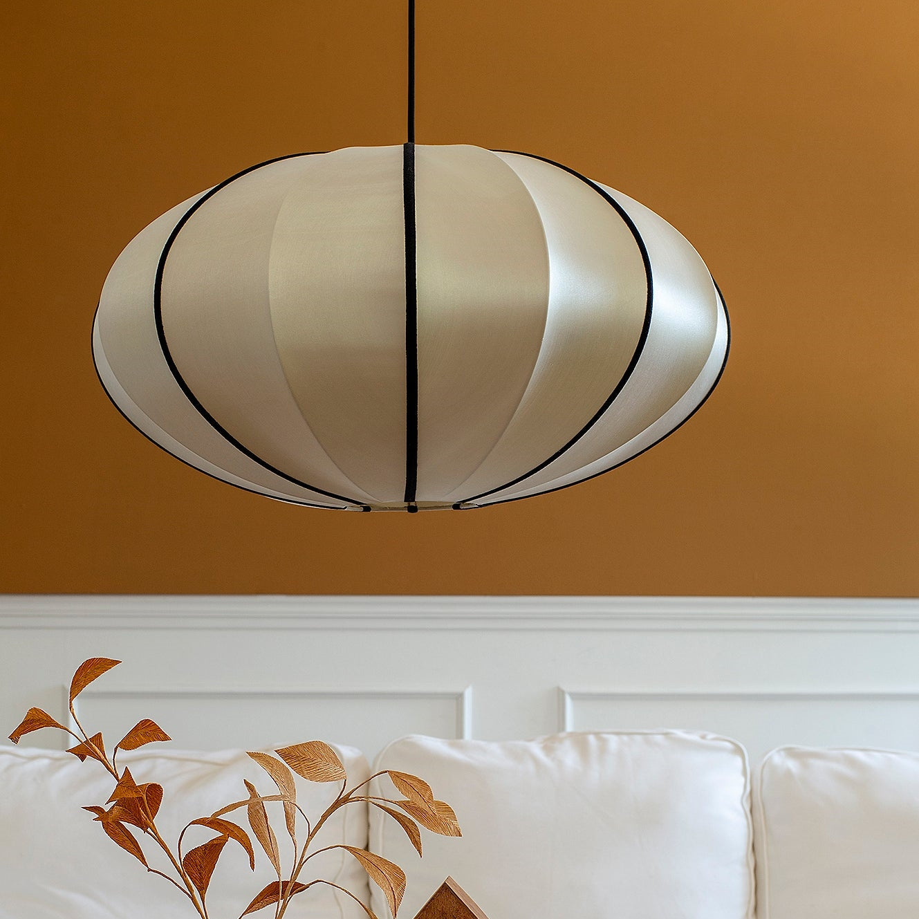 Classic Ribbon Pumpkin Pendant Light