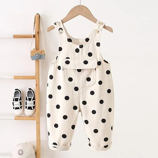 【12M-5Y】Unisex Polka Dot Stylish Overalls