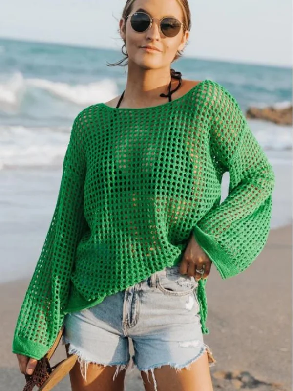 Green Long Sleeve Cover Up Top