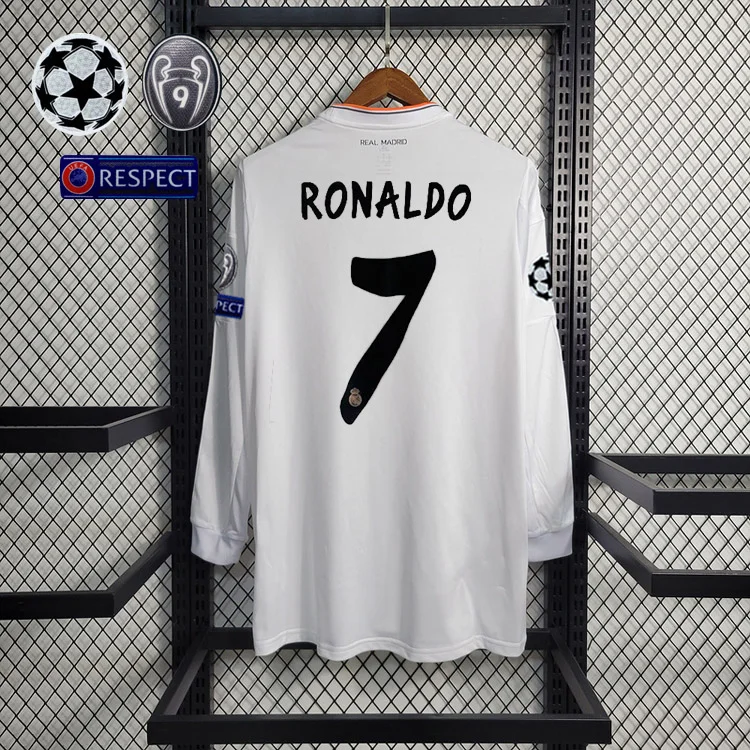 Retro Long Sleeve Real Madrid 2013-14 home RONALDO Benzema Bale Sergio Ramos Alonso Di Maria Modric Football jersey retro