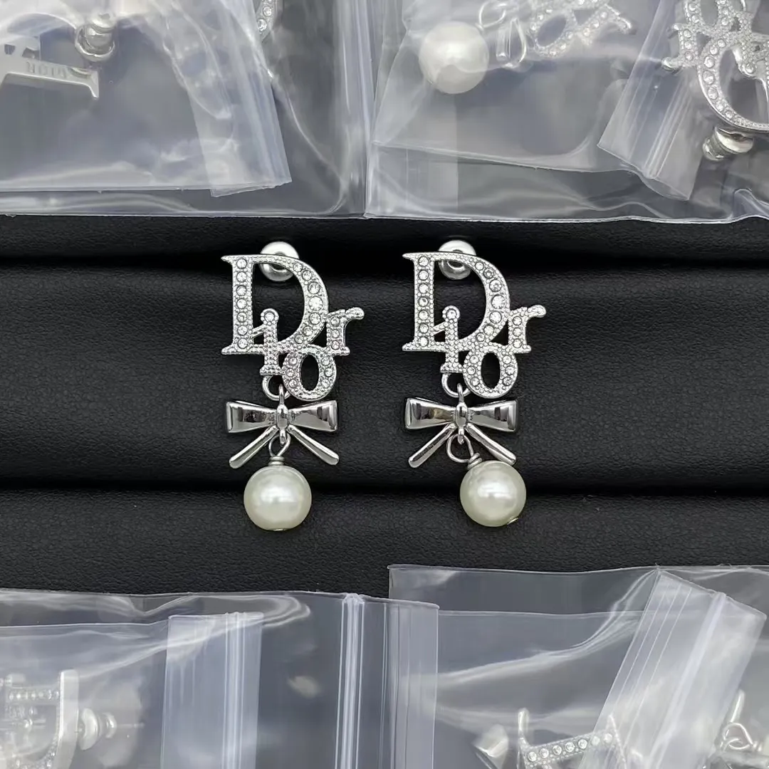 Dior Bow Knot Pearl Drop Earrings