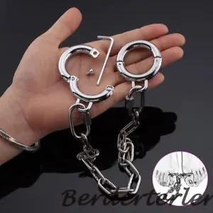 pornhint Pornhint Thumb Toes Cuffs Chain Torture Stainless Steel Couples Slave Restraints Fetish