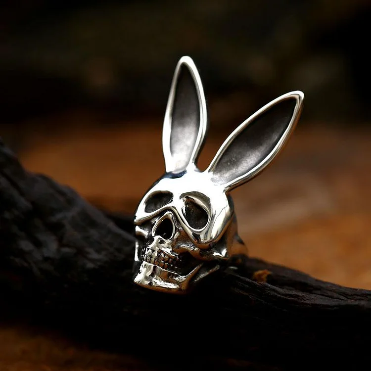 Gothic Bunny Skull Stainless Steel Ring