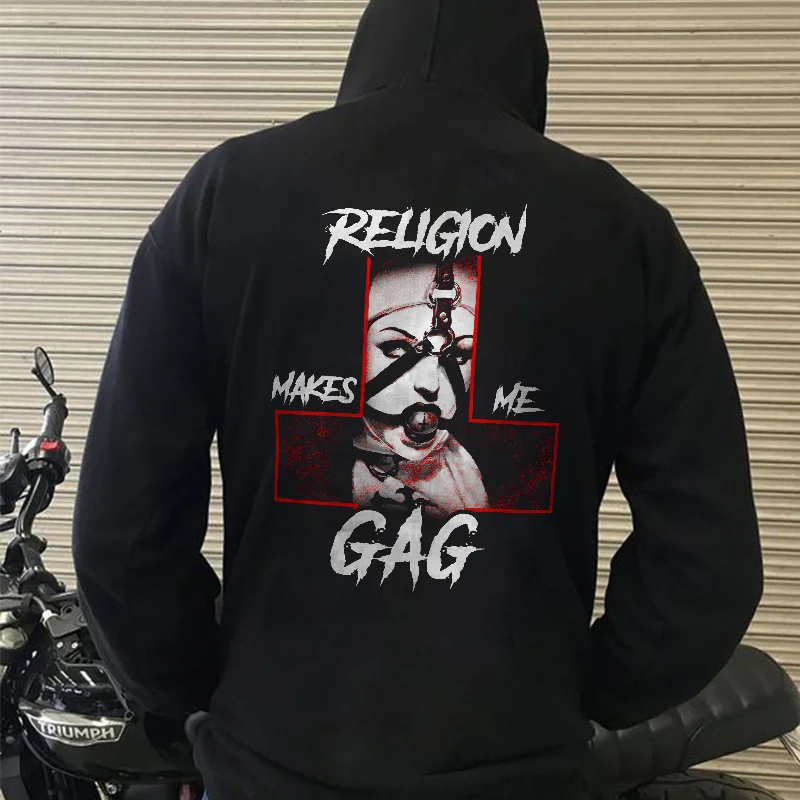 Religion Makes Me Gag Printed Men's Hoodie
