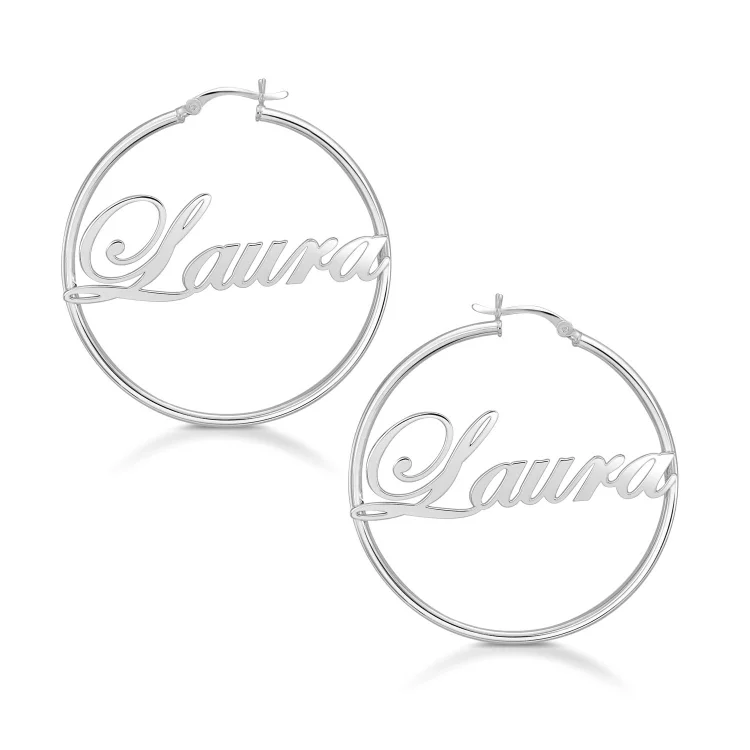 Personalized Name Hoop Earrings for Her