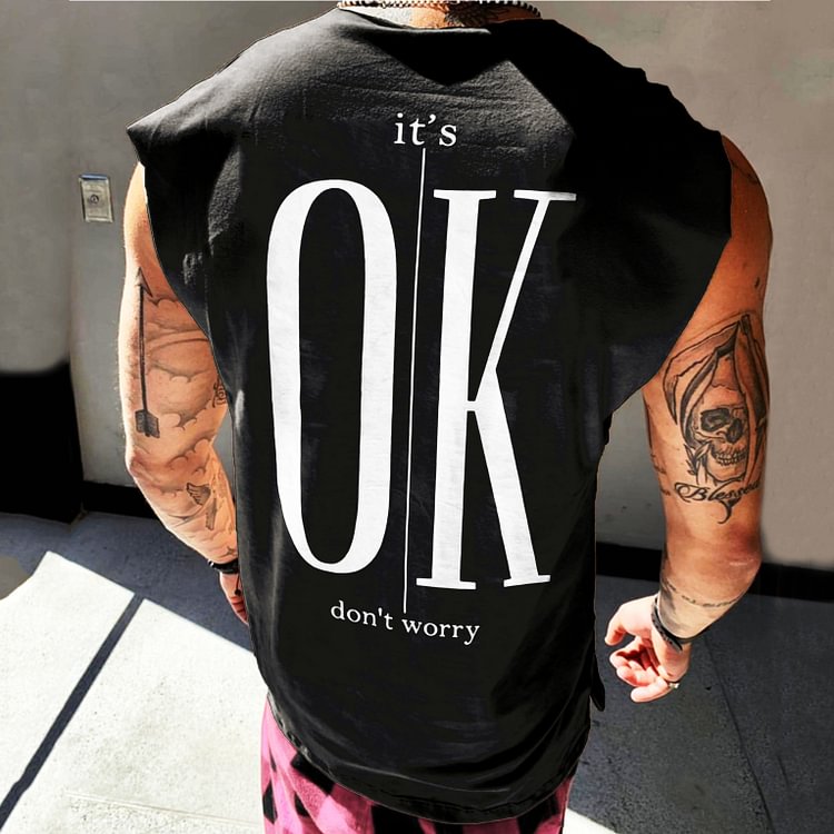 Men's "It'S Ok Don't Warry" Sleeveless Tank Top