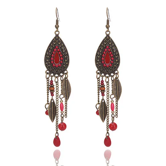 Long Earrings Performance Photography Unique Temperament Leaf Chain Tassel Ear Hook