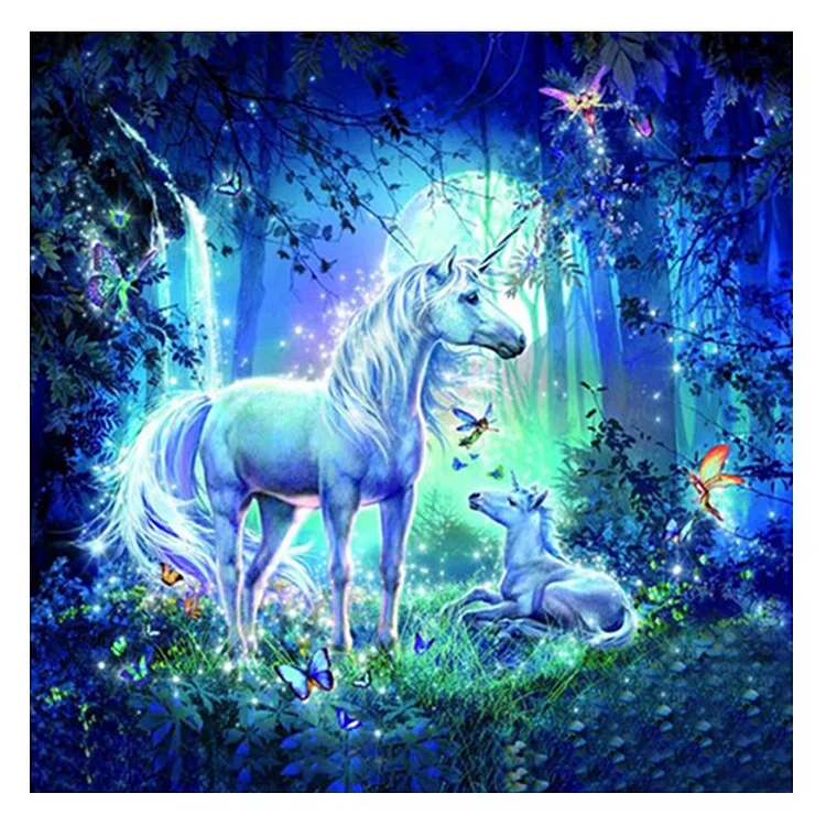 Animal Unicorn Partial Round Drill Diamond Painting 30X30CM(Canvas) gbfke