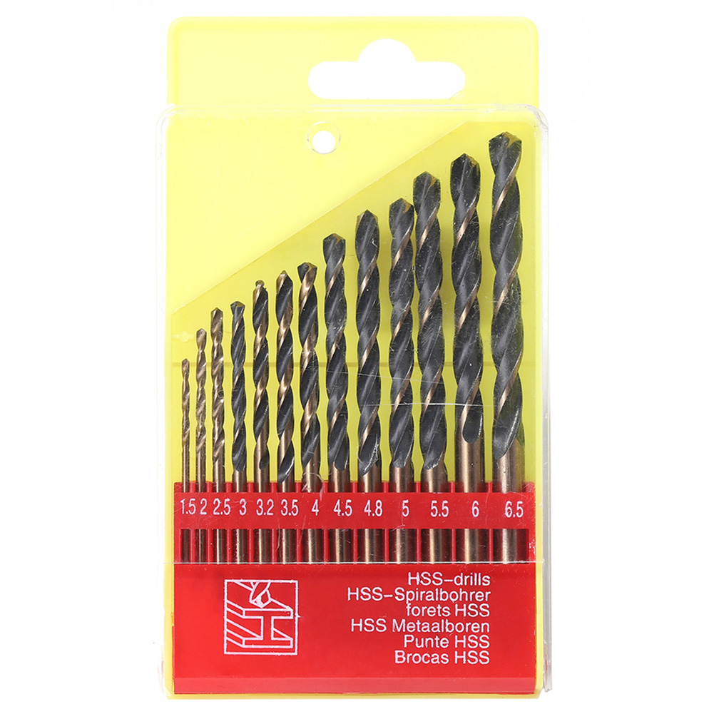 13pcs HSS Twist Drill Bit Set Straight Shank Cobalt Drill Bits for Metal, 501 Original
13pcs HSS Twist Drill Bit Set Straight Shank Cobalt Drill Bits for Metal, 501 Original