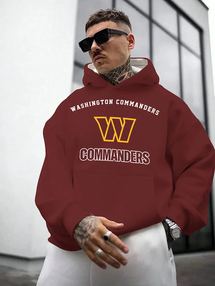 Washington Commanders Printed Hooded Pocket Pullover Hoodie