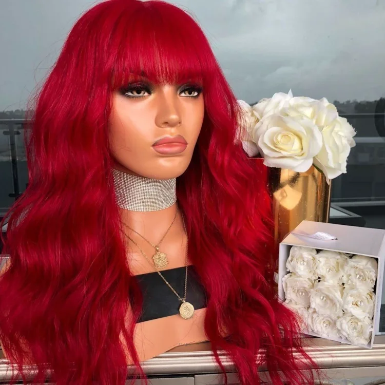 2020 Hot Vibrant Red Wig-elleschic