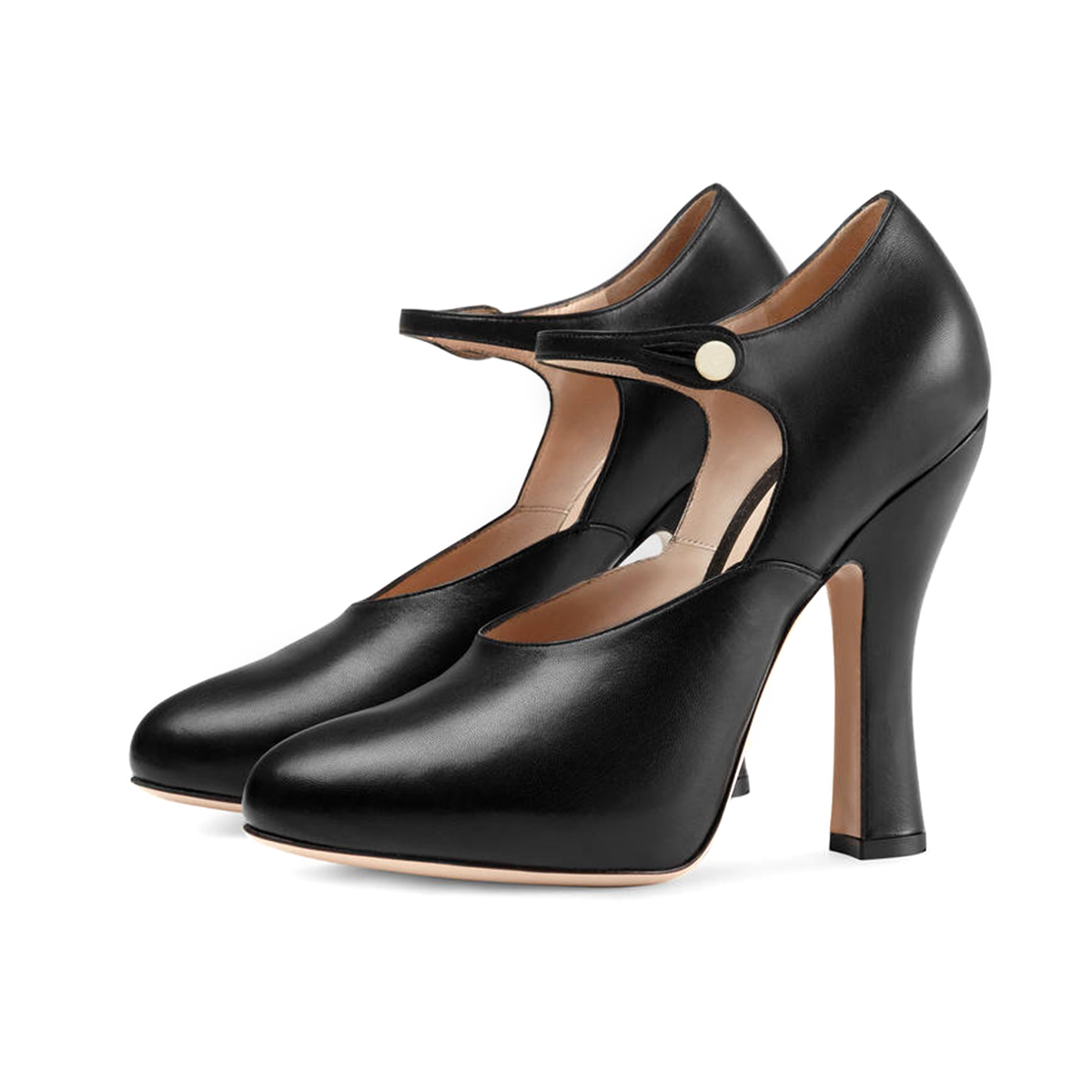 Black Vintage Heels Closed Toe Retro Chunky Heel PumpsFSJshoes