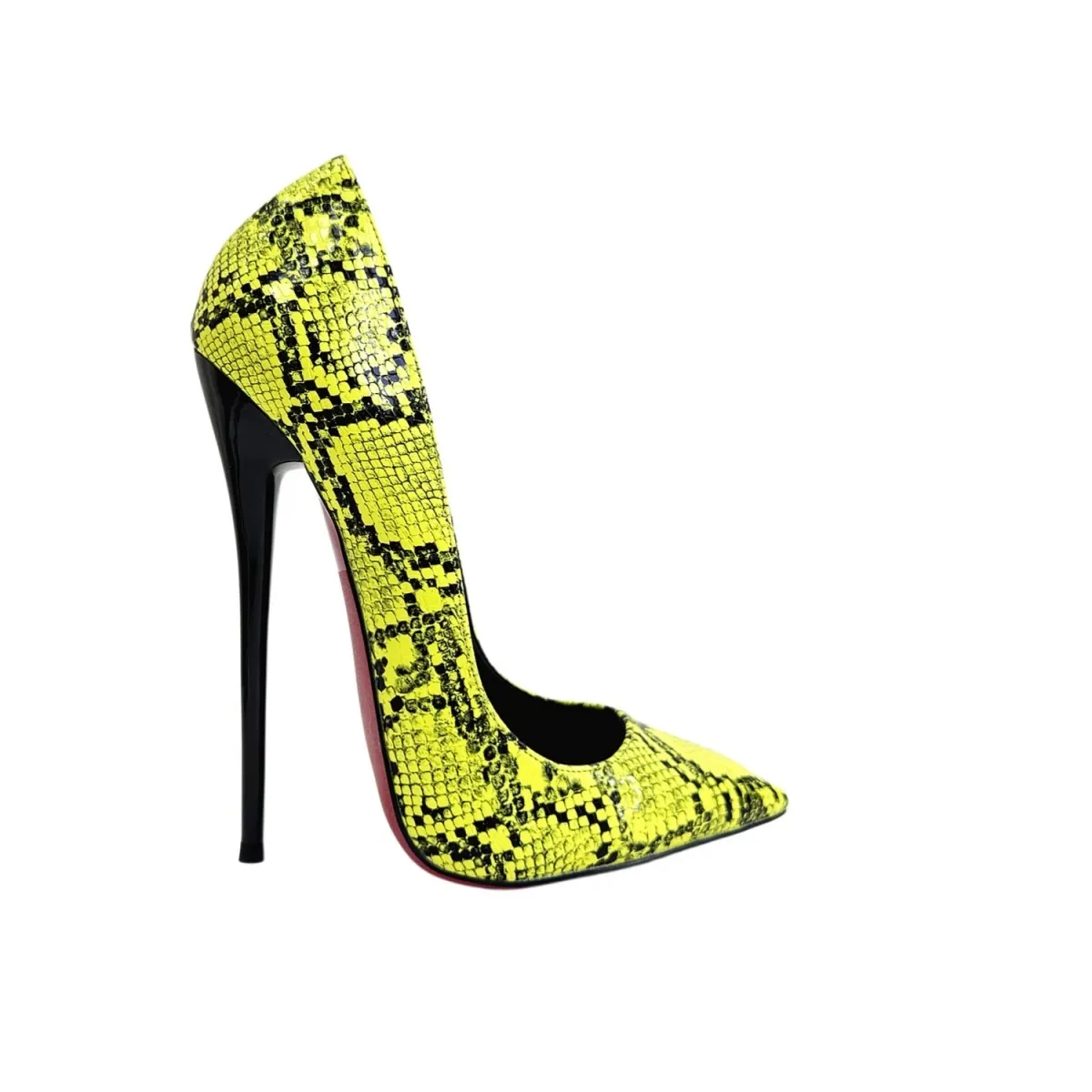 140mm/160mm Women Snake Skin Print Stilettos Red Bottom Heel Pointy Pumps Nightclub Evening High Heels-MERUMOTE