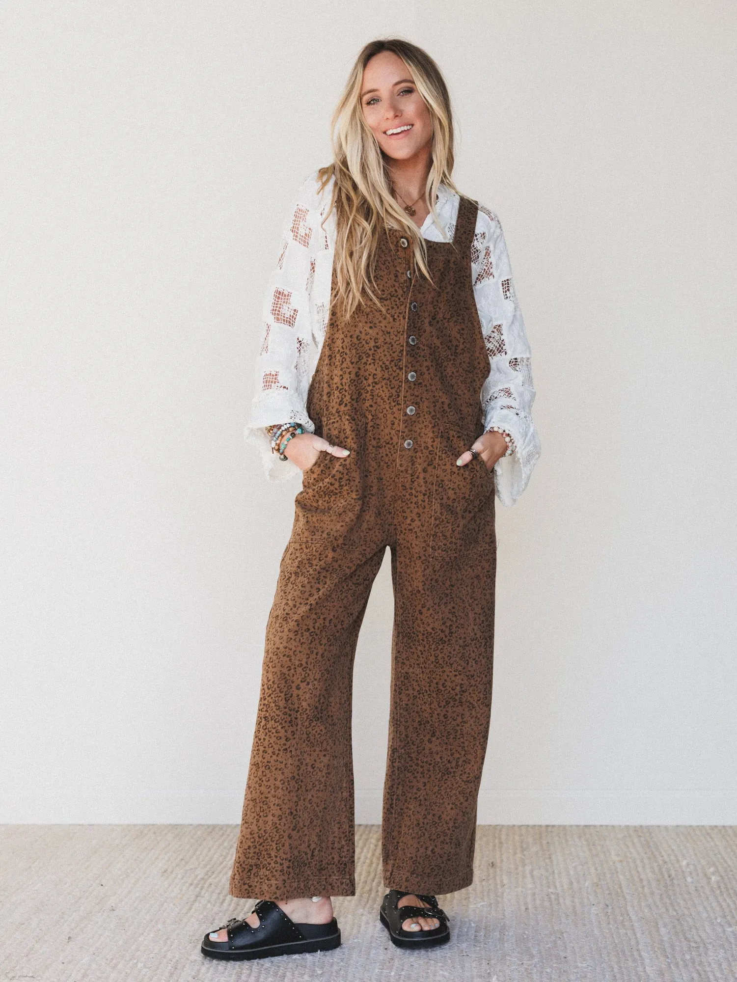 Free Roam Animal Print Jumpsuit - Camel