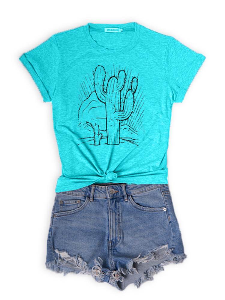 Bestdealfriday Blue Cotton Blend Short Sleeve Shirts Tops 9493195