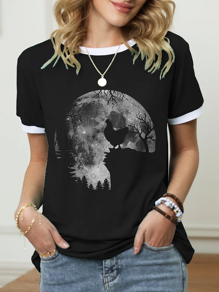Bestdealfriday Chicken Black Moon Halloween T-Shirt