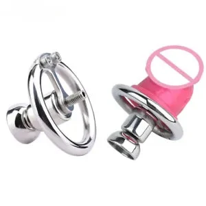 pornhint Pornhint Restrain Stainless Steel Male Chastity Device Inverted Cage Men Metal Lock Belt