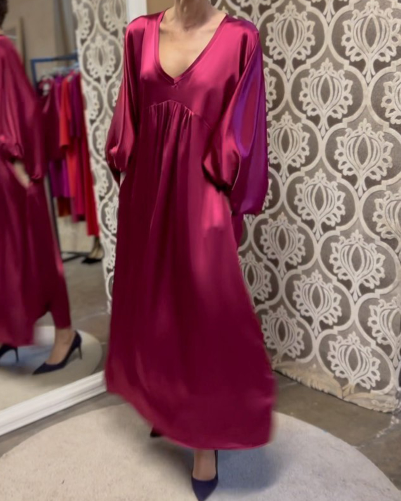 DressBetty - Lantern Sleeve O Neck Elegant PU Leather Dresses main image 1
