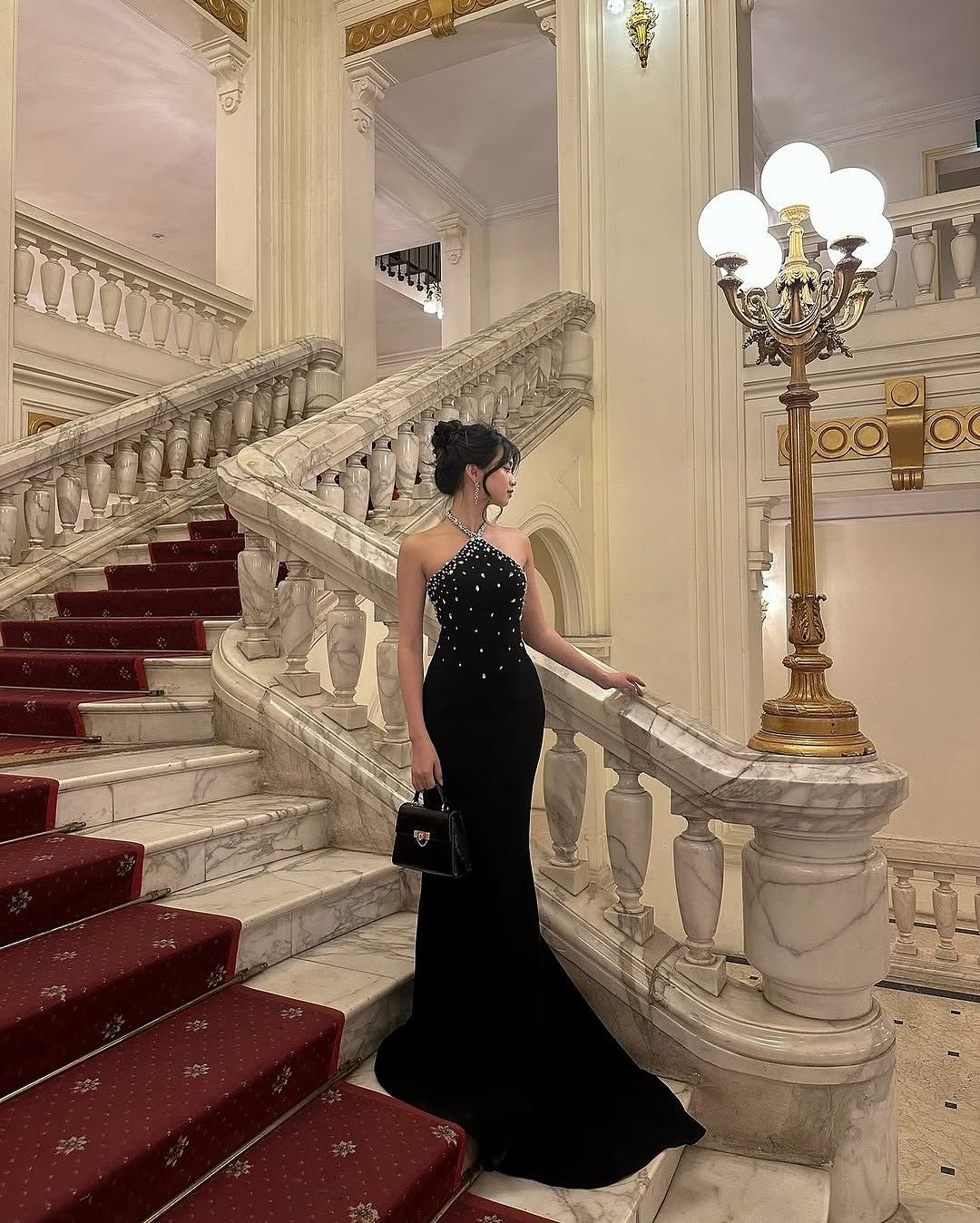 black rhinestone mermaid prom dress black rhinestone prom dress Black Sequin Mermaid Prom Dress with Deep Plunge and Sheer Thigh Cutout L / Black