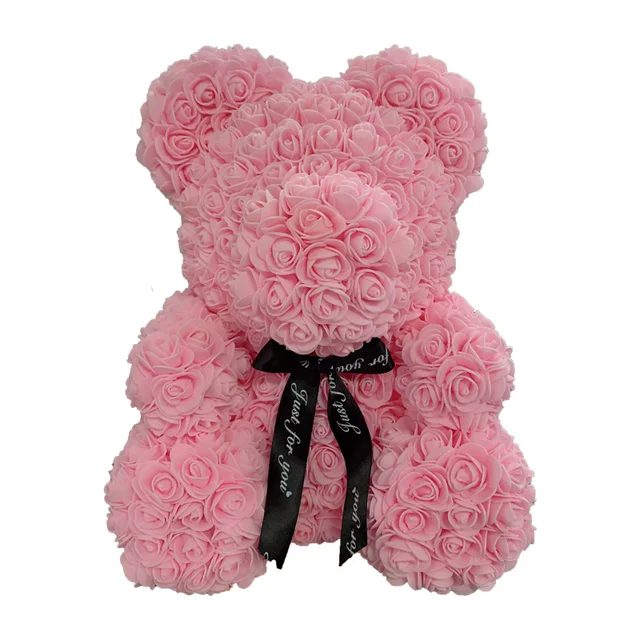 Vangogifts Handcrafted Romantic Rose Flower Teddy Bear for Gift