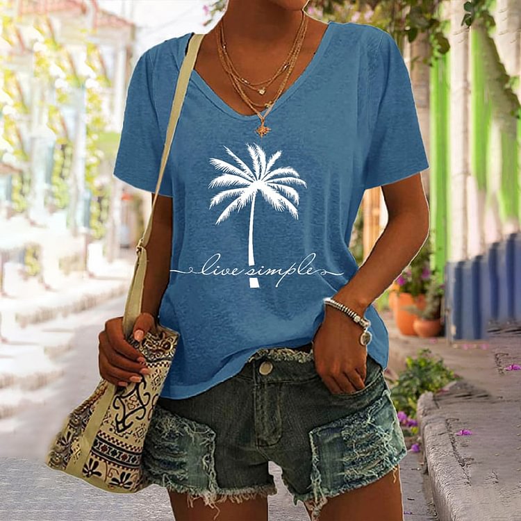 VChics Live Simple Printed Casual Short Sleeve T-Shirt