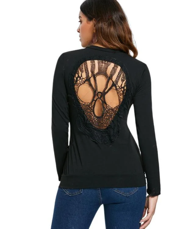 Halloween Cut-Out Skull Print Fall Fashion Casual Daily Women Blouse